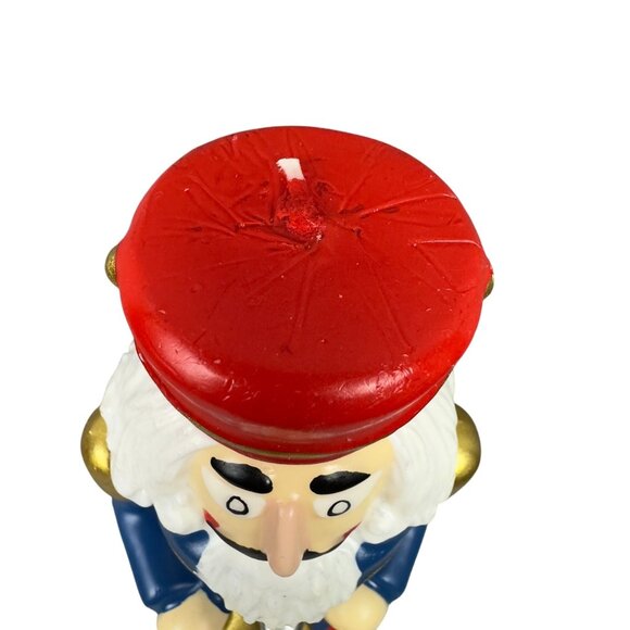 Vtg Bloomingdales Candle Nutcracker Soldier Drummer Red Blue Gold Christmas Deco - Picture 2 of 8